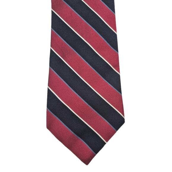 Vintage John Hill Executive Collection Silk Tie Red Blue White Diagonal 4.25x58" - Picture 2 of 7